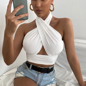 SHEIN Cross Halter Top